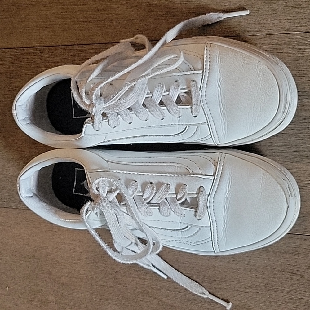 Leather Vans, white, Women's 5.5